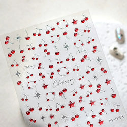 Lovely Mini Red Cherry Jelly Star Sun Fruit Charming Silver 3D 5D Self Adhesive Nail Art Stickers Cute Manicure Decals Wholesale (ONLINE ORDER ONLY)