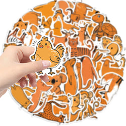 50PCS Cartoon Orange Animals Stickers For Laptop Suitcase Skateboarding Snowboard Retro Vinyl Home Sticker Cute Graffiti Decals (ONLINE ORDER ONLY)