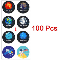 100-500 Pcs 1-1.5inch Stickers Roll Reward Student Children Enlightenment Toys Label Stationery Seal Lable Space Astronaut Star (ONLINE ORDER ONLY)