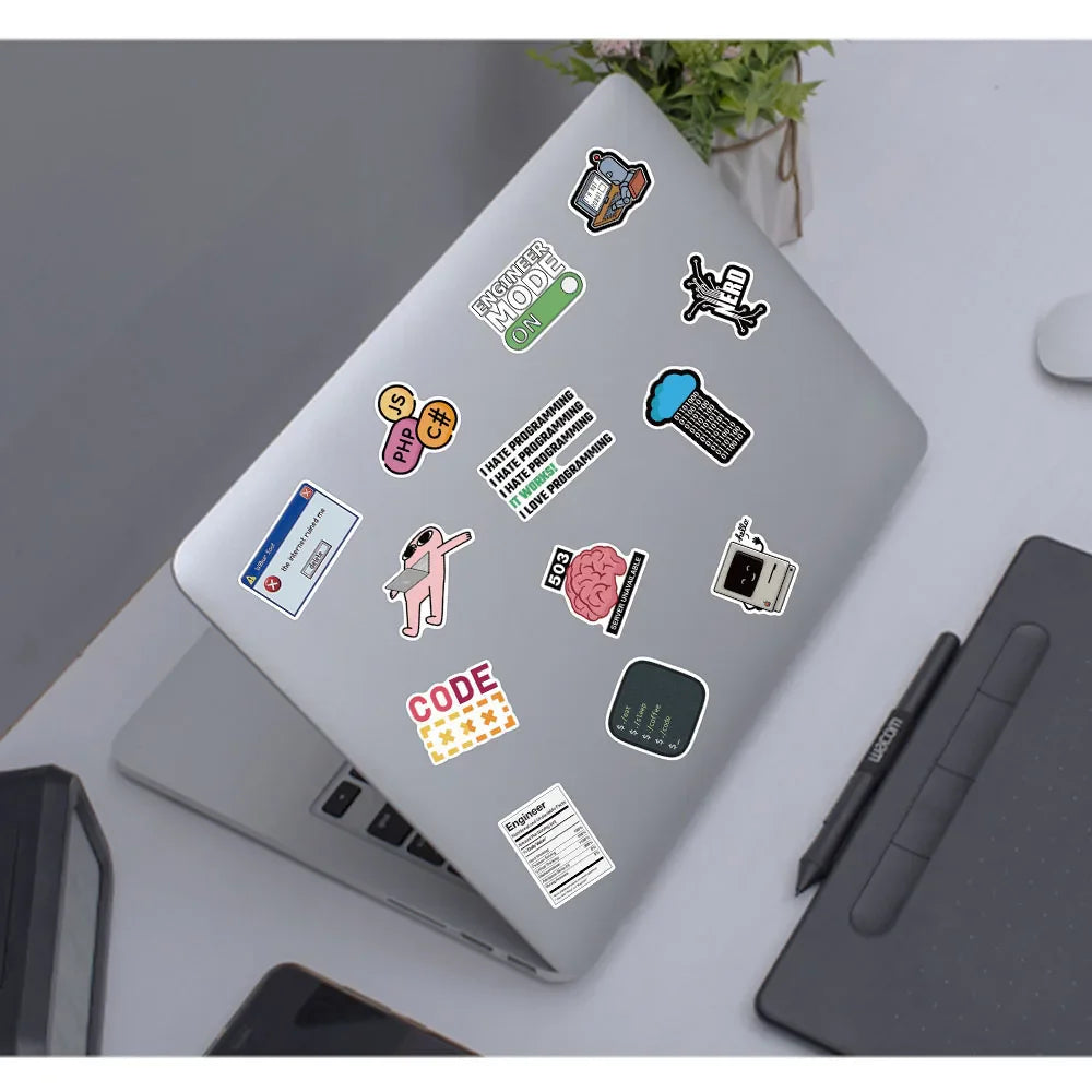 50PCS Cool Engineer Programming Network Coding Hacker MEME Stickers Vinyl DIY Computer Laptop Motorcycle Helmet Car Sticker (Online Order Only)