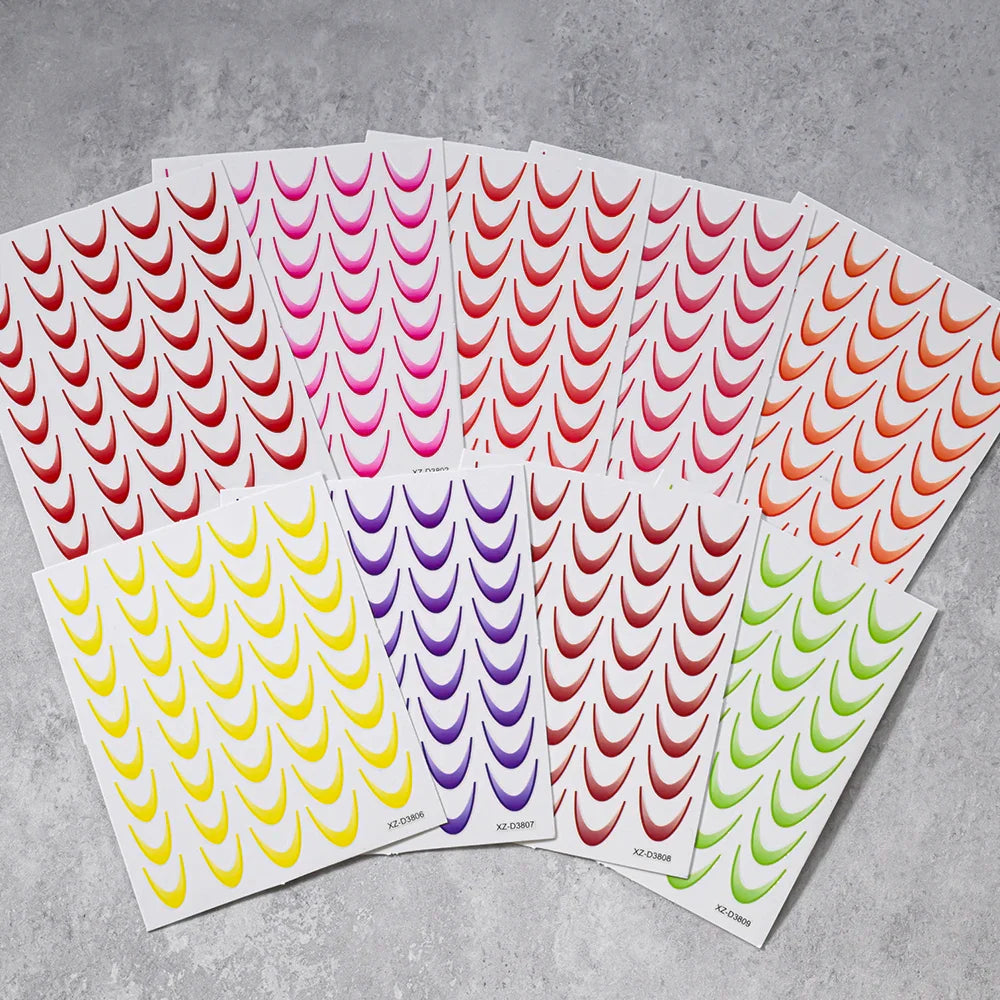 9/18pcs Gradient Color Line Design Nail Art Stickers 3D Dopamine Y2K French Nail Decals Self-Adhesive Ombre Manicure Decor Foils (Online Order Only)