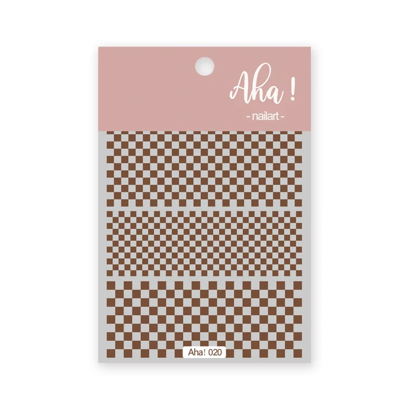 1PCS Checkerboard Nail Art Stickers 3D Classic Plaid Design Nail Decals Fashion Black White Houndstooth Manicure Accessories (Online Order Only)
