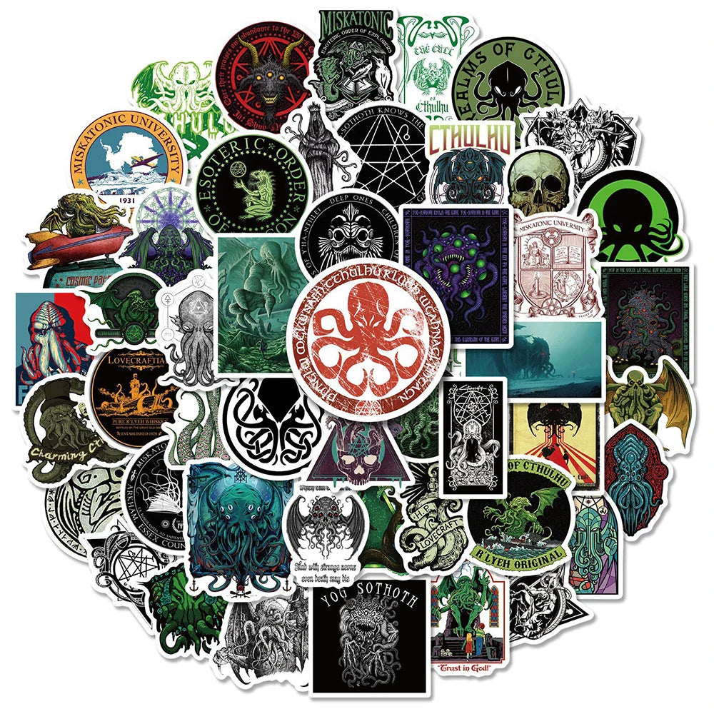 Cthulhu Mythos Horror Stickers Decal Set for Luggage Laptop Guitar Skateboard Car (ONLINE ORDER ONLY)
