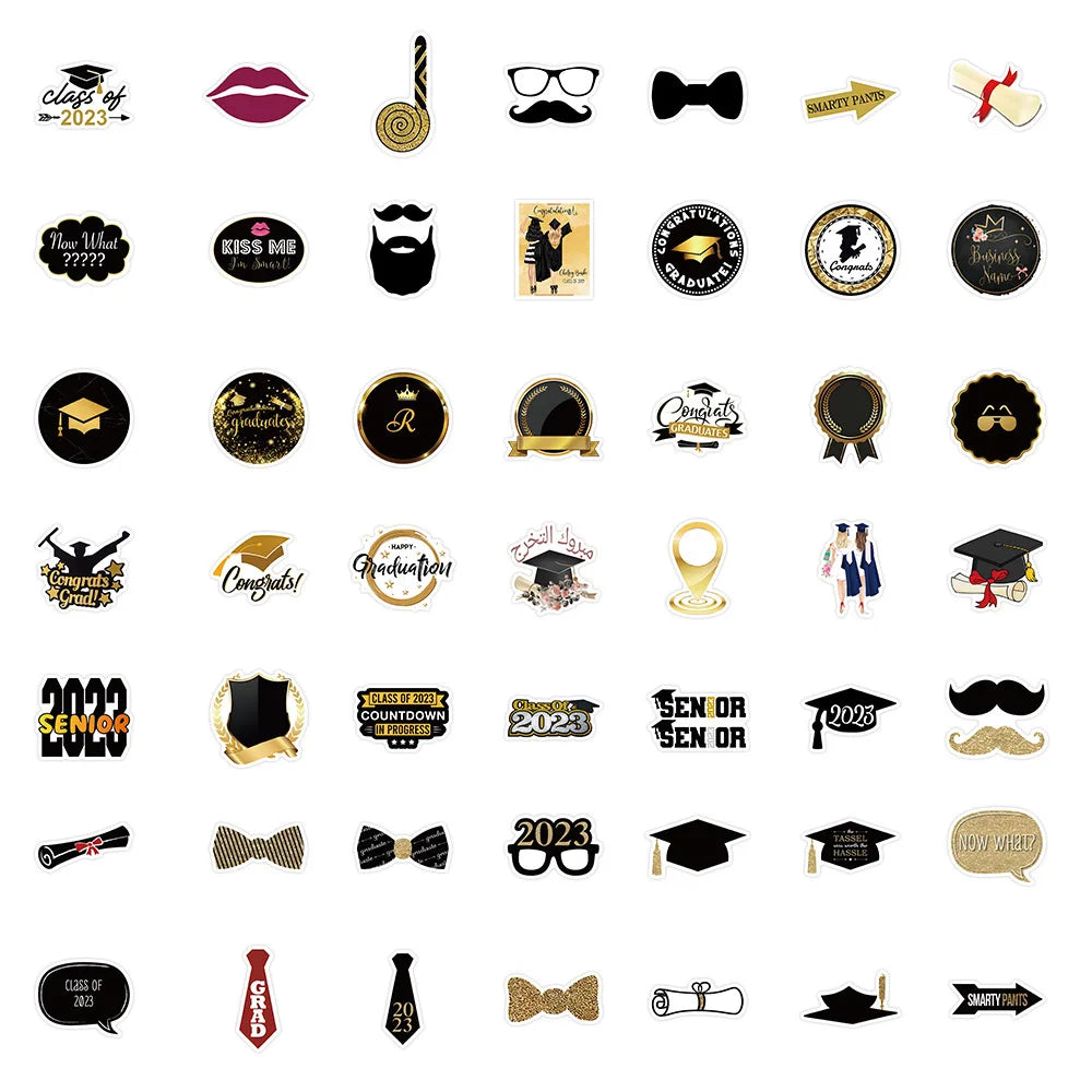 50pcs Graduation Cartoon Stickers Waterproof Laptop Phone Kids Toys Notebook Decor (Online Order Only)