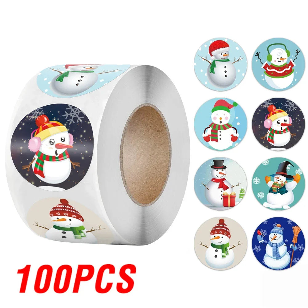 100-500Pcs Merry Christmas Stickers Xmas Envelope Seal Stickers for Christmas Decoration, Wedding Party, Holiday Gift Package (ONLINE ORDER ONLY)
