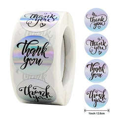 50-500PCS Holographic Rainbow Commercial Stickers Roll Thank You Adhesive Labels For Envelope Seal Business Gift Wapping (Online Order Only)