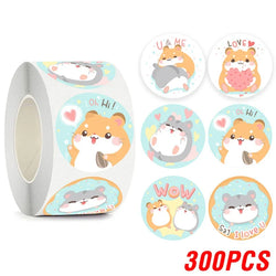 100-500pcs Kawaii Children Reward Stickers Creative School Supplies Cute Animal Encourage Sticker 2.5cm Circle Kids Toy Stickers (Online Order Only)