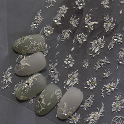 Petal Numerous Flowers Luxuriant Plant Garden Yellow Stamen Charming 5D Soft Relief Adhesive Nail Art Sticker 3D Manicure Decals (ONLINE ORDER ONLY)