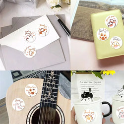 500PCS Cute Cat Claws Paper Labels Thank You Sticker Sealing DIY Decoration Scrapbooking Stationery Hand Accounting Supplies (ONLINE ORDER ONLY)