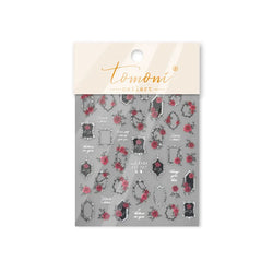 Metal Effect Rose Flower Pattern Totem Photo Frame Self Adhesive Nail Art Sticker Romantic Chic Wreath Rhinestone Manicure Decal (Online Order Only)