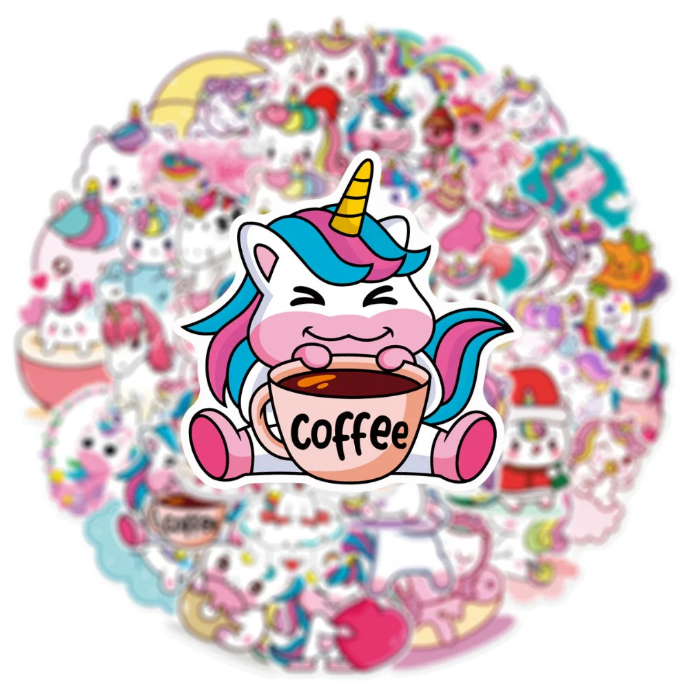 10/50Pcs Cute Cartoon Horse Stickers for Laptop Luggage Phone Car Scooter Funny Vinyl Decal for Kids Girl Children Gift (ONLINE ORDER ONLY)