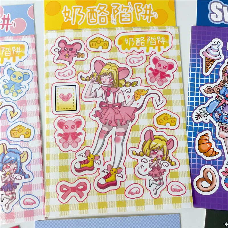 Cute Rabbit Panda Girl Stickers Diary Scrapbooking DIY Album Decoration Sticker Aesthetic Personalized Kawaii Korean Stationery (ONLINE ORDER ONLY)