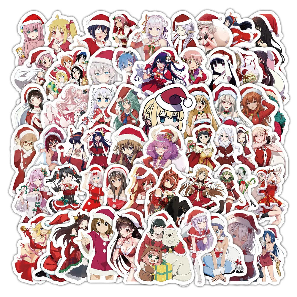 10/30/60PCS Christmas Cartoon Beauty Personality Graffiti Creative Sticker Toy Skateboard Guitar Computer Refrigerator Decals (Online Order Only)