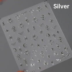 Bronzing Jelly Laser Snowflake Christmas Hot 5D Soft Embossed Relief Self Adhesive Nail Art Decoration Sticker 3D Manicure Decal (ONLINE ORDER ONLY)