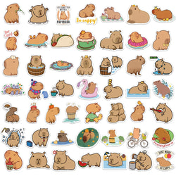 50PCS Cute Capybara Animal Stickers Car Motorcycle Travel Luggage Phone Guitar Laptop Cartoon Helment Decal Kid Gift Toys (ONLINE ORDER ONLY)