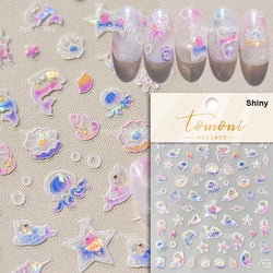 Colorful Bubbles Star Shiny Dreamy Glass Shards Flat 5D Soft Embossed Relief Self Adhesive Nail Art Sticker Chic Manicure Decal (ONLINE ORDER ONLY)