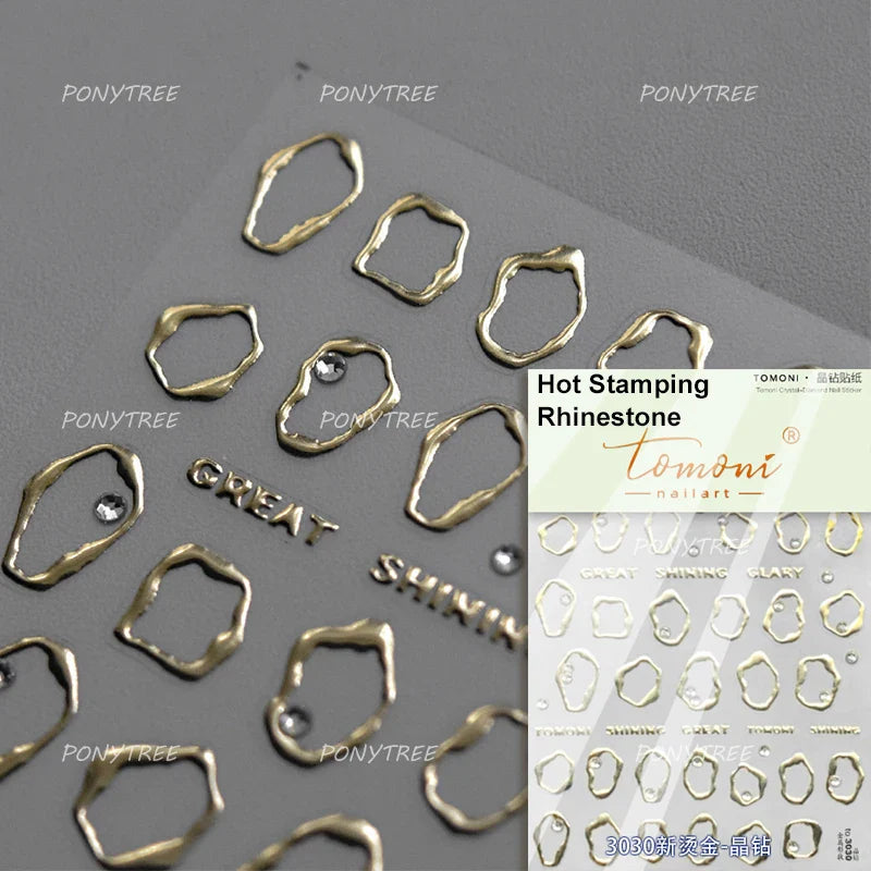 French Lines Gemstone Necklace Gilding Light Luxury Pearl Self Adhesive Nail Art Decorations Stickers Manicure Decals Wholesale (ONLINE ORDER ONLY)