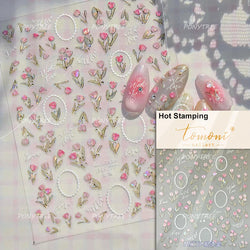 Cute  Pink Blue Nature Tulip Star Heart Butterfly Peach Blossom Jelly Embossed Relief Adhesive Nail Art Stickers Manicure Decals (ONLINE ORDER ONLY)