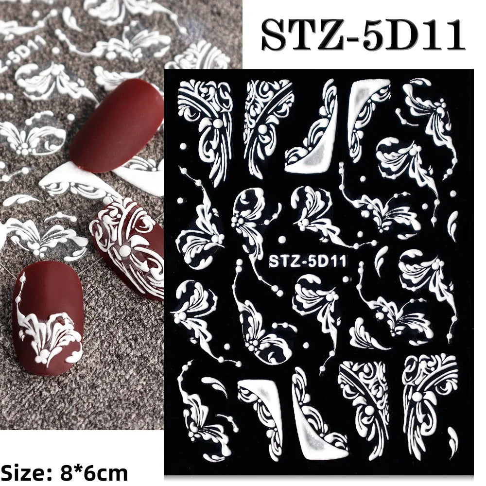 5D Embossed Gingerbread Man Nail Art Sticker Cute Christmas Winter Santa Claus Snowflake Elk Engraved Slider Manicure Decoration (ONLINE ORDER ONLY)
