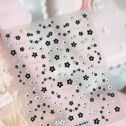 Mini Colourful Flower Black Yellow Petal Wreath 5D Chic Embossed Reliefs Delicate Self Adhesive Nail Art Stickers Manicure Decal (Online Order Only)