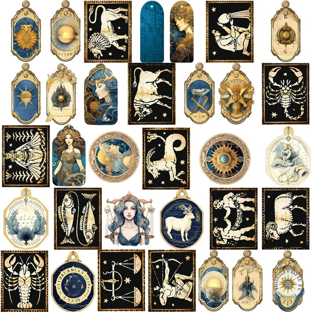 10/38pcs Vintage Twelve Constellations Graffiti Stickers Cartoon Decals Laptop Notebook Phone Waterproof Sticker Kid Classic Toy (ONLINE ORDER ONLY)