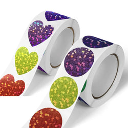 100-500pcs Holographic Color Gold Heart-shaped Stickers Kids Reward Stickers Labels For Wall Crafts Classroom Teachers Supplies (ONLINE ORDER ONLY)