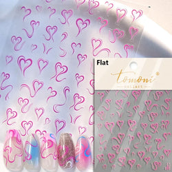 Flat Small Pink Brown Halo Dyeing Love Heart Geometric Leopard Shiny Jelly Chic Embossed Relief Nail Art Stickers Manicure Decal (Online Order Only)