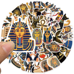 50pcs Retro Aesthetic Ancient Egypt Mythology Pharaoh Stickers For Laptop Water Bottle Luggage Notebook Waterproof Vinyl Decals (Online Order Only)