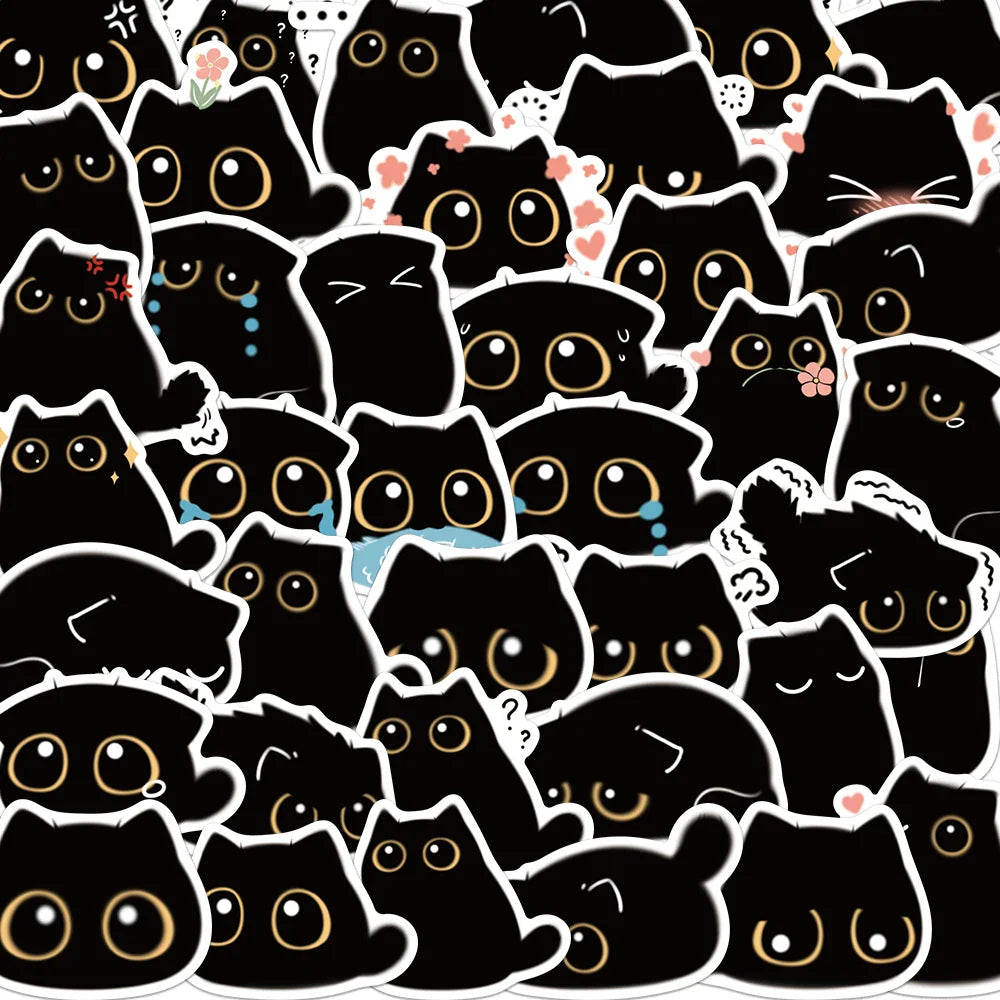 40PCS Cute Little Black Briquette Cat Stickers Waterproof Cartoon Decoration Laptop Cup Phone Suitcase Kids Gift Toy Decal (ONLINE ORDER ONLY)
