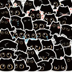 40PCS Cute Little Black Briquette Cat Stickers Waterproof Cartoon Decoration Laptop Cup Phone Suitcase Kids Gift Toy Decal (ONLINE ORDER ONLY)