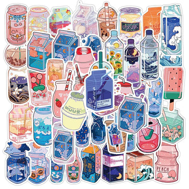 Cute Cartoon Drink Stickers Waterproof Decals for Laptop Guitar Luggage Fridge Kid Toy (Online Order Only)