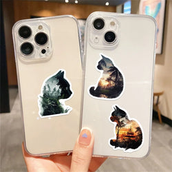 10/30/50PCS Black Dreamy Cat Sticky PVC Sticker Aesthetic Children's Stationery DIY Decoration Scrapbooking School Supplies (ONLINE ORDER ONLY)
