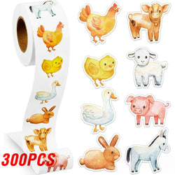 100-500pcs Cartoon Farm Zoo Animals Stickers Decoration Reward DIY Stickers Scrapbook Skateboard Round Sealing Label Stationery (ONLINE ORDER ONLY)