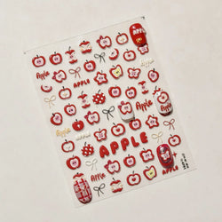 Shiny Attractive Apple Core Peel Cute Fruits Bowknot Tie Star Self Adhesive Nail Art Stickers Charming Rhinestone Manicure Decal (ONLINE ORDER ONLY)