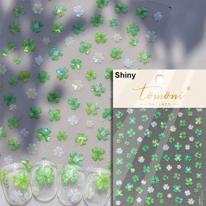 Autumn Fall Maple Leaves Ginkgo Leaf Osmanthus Chrysanthemums Rabbit Bunny Plant Flower Relief Nail Art Sticker Decoration Decal (ONLINE ORDER ONLY)