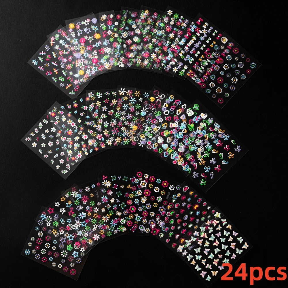 30pcs 3D Daisy Design Nail Art Sticker Set Acrylic Sanding Colorful Floral Decals Self-Adhesive Nail Art Supplies DIY Manicure * (ONLINE ORDER ONLY)