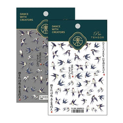 Swallow Bird Insect Animal Phoenix Peacock Dove 3D Self Adhesive Nail Art Stickers Chinese Ancient Poetry Manicure 5D DIY Decals (ONLINE ORDER ONLY)