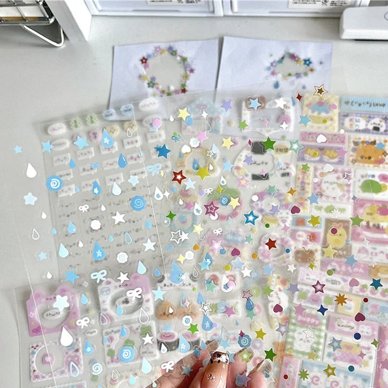 8pcs Set Korean Ins Cute Cartoon Cut Film Sticker for Phone Camera Luggage Journal Sticker Kawaii Decoration Sticker Gift (ONLINE ORDER ONLY)