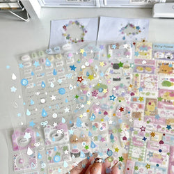 8pcs Set Korean Ins Cute Cartoon Cut Film Sticker for Phone Camera Luggage Journal Sticker Kawaii Decoration Sticker Gift (ONLINE ORDER ONLY)