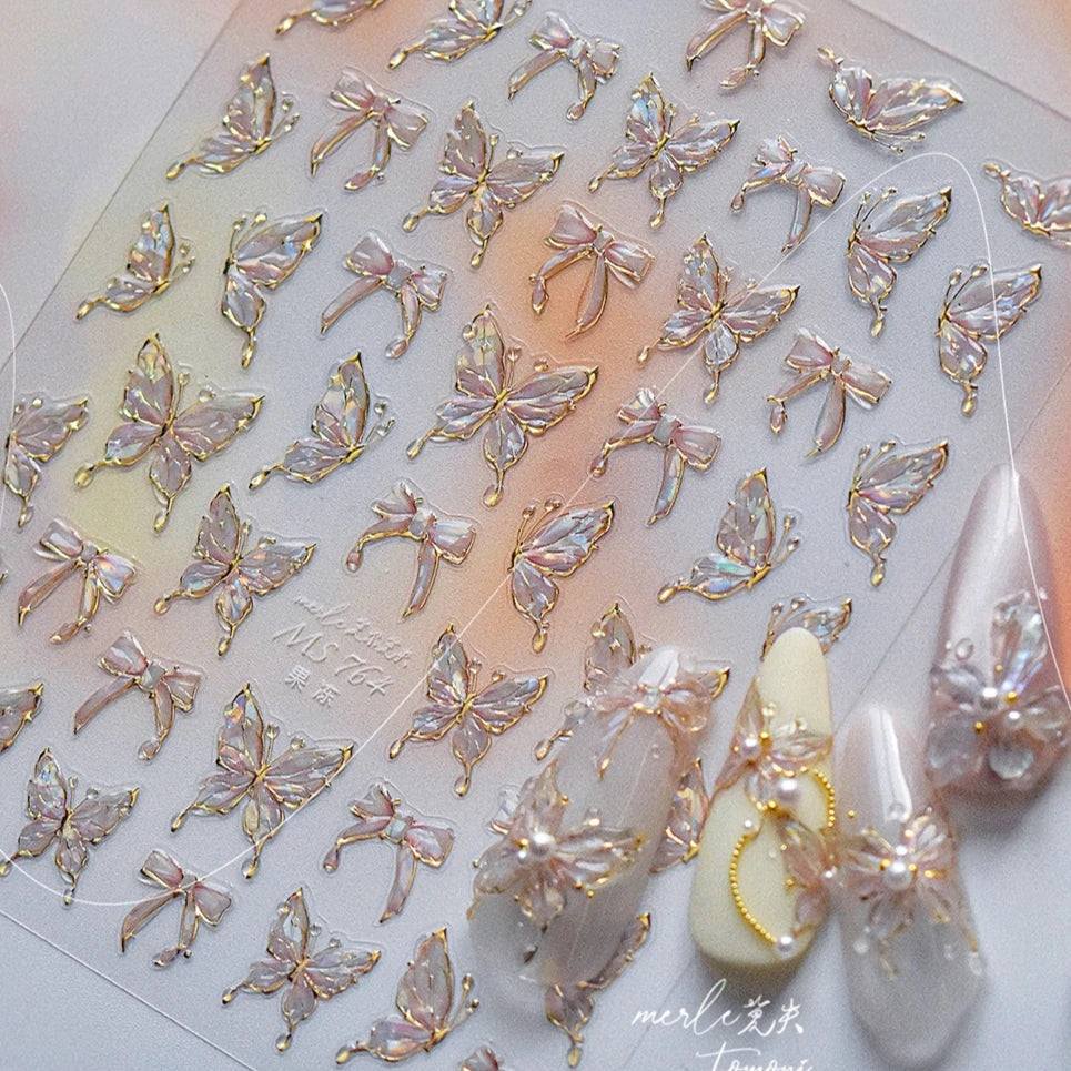 Bowknot Ribbon Butterfly Jelly Shiny Sparkling Delicate Charming Bow Tie 5D Nail Art Decorations Stickers DIY Manicure Decals (ONLINE ORDER ONLY)