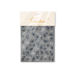 Brown Blue White Hand Drawn Sketch Plants Leaves Bowknot Butterfly Flowers Adhesive Nail Art Decoration Stickers Manicure Decals (Online Order Only)