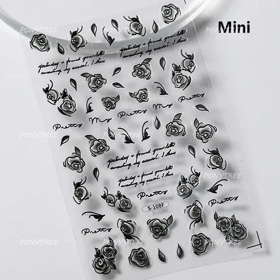 Retro Blue Bowknot Butterfly Love Heart Pendent Hot Stamping Gold Silver Adhesive Nail Art Stickers Manicure Decals Wholesale (Online Order Only)