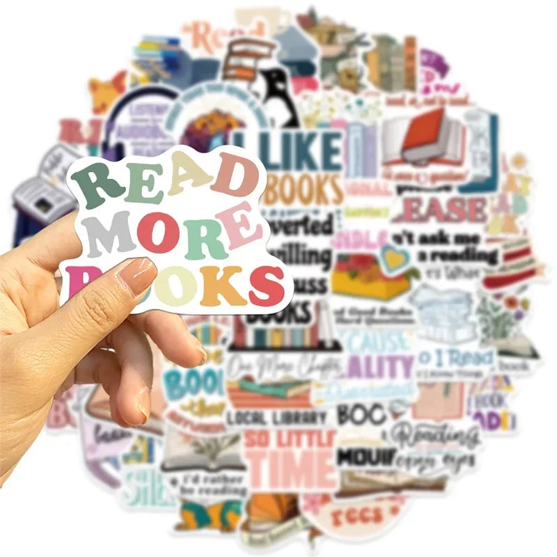 10/30/50PCS Cartoon Reading PVC Sticker Aesthetic Decoration Scrapbooking Sketchbook Korean Stationery School Supplies for Kids (ONLINE ORDER ONLY)