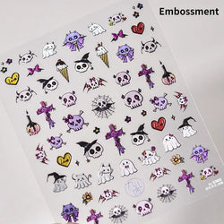 Cat Eye Shiny Blue Purple Spider Cross Love Heart Star Snake Web Jelly Thrilling Nail Art Stickers Manicure Decals Halloween (ONLINE ORDER ONLY)