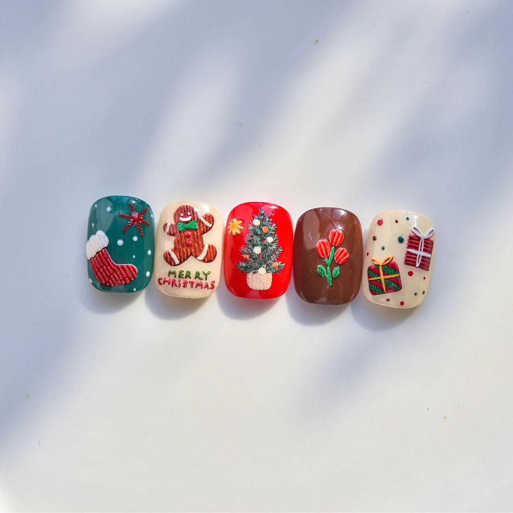 Snowman Tree House Cedar White Pine Forest Warm Winter Cloud Self Adhesive Nail Art Stickers Snowflake Star Snow Manicure Decals (ONLINE ORDER ONLY)
