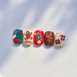 Snowman Tree House Cedar White Pine Forest Warm Winter Cloud Self Adhesive Nail Art Stickers Snowflake Star Snow Manicure Decals (ONLINE ORDER ONLY)