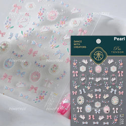 Rabbit Bunny Bear Flower Lace Bowknot Retro Frame Rose Self Adhesive Nail Art Decoration Stickers Chic Manicure Decals Wholesale (ONLINE ORDER ONLY)