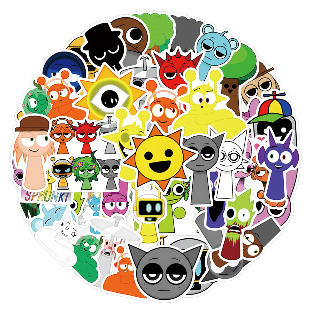 Incredibox Sprunki Stickers 10/30/55PCS Cartoon Music Game Decals for Luggage Laptop Guitar Bike Skateboard (ONLINE ORDER ONLY)