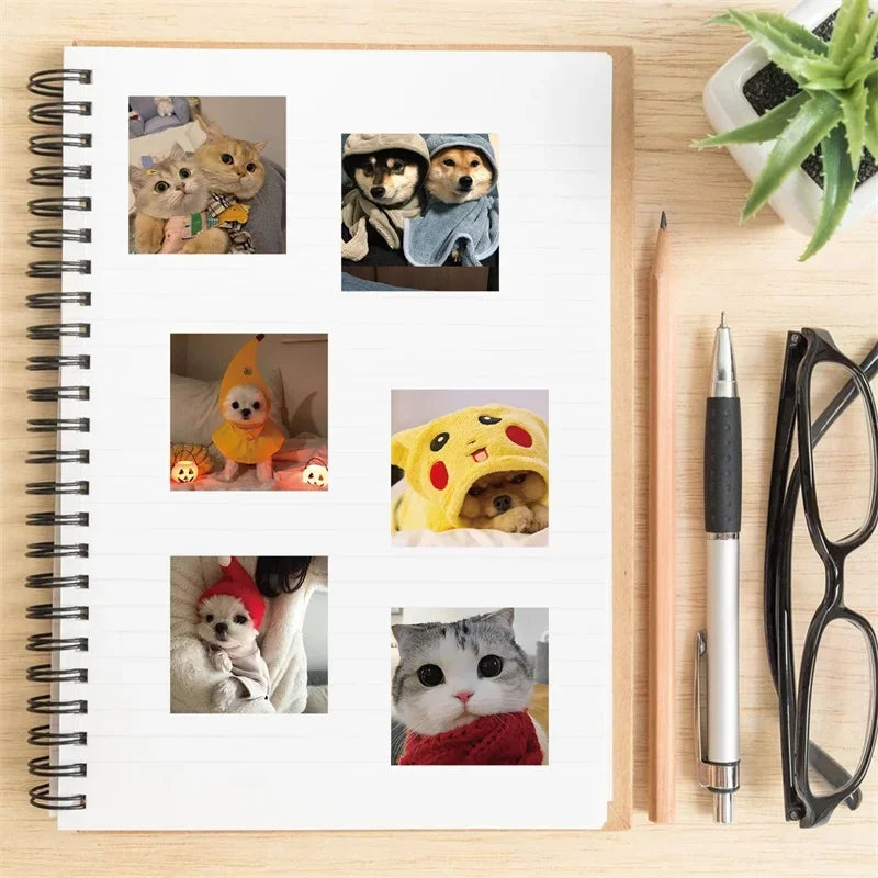 10/30/50/100PCS Happy Dog Cat PVC Sticker Aesthetic Children's Korean Stationery School Supplies DIY Decoration Scrapbooking (Online Order Only)