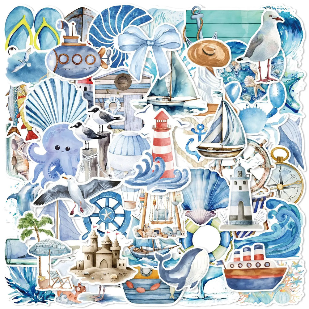 50Pcs Cartoon Sailing Graffiti Stickers for Helmet Wall DIY Decoration (Online Order Only)